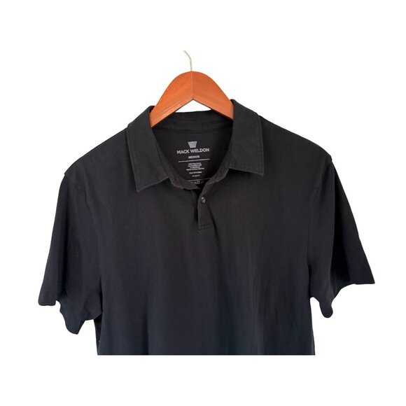 Mack Weldon Black Polo Shirt Medium 100% Pima Cotton Short Sleeve Mens Classic C - Picture 3 of 5